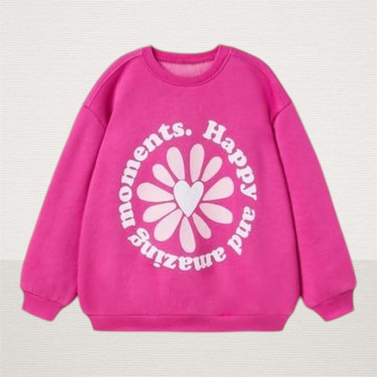 PINK HAPPY MOMENTS FLEECE SWEATSHIRT