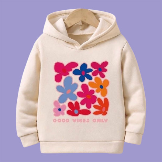 OFF WHITE FLORAL FLEECE HOODIE