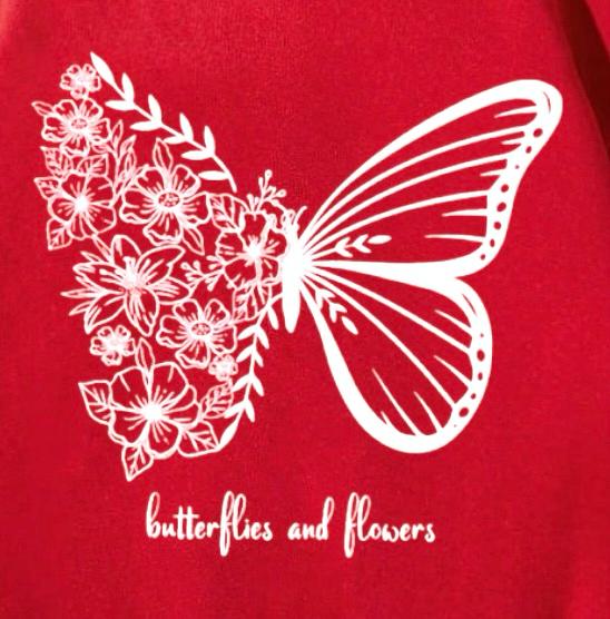 BUTTERFLY AND FLOWER FLEECE COMFY HOODIE