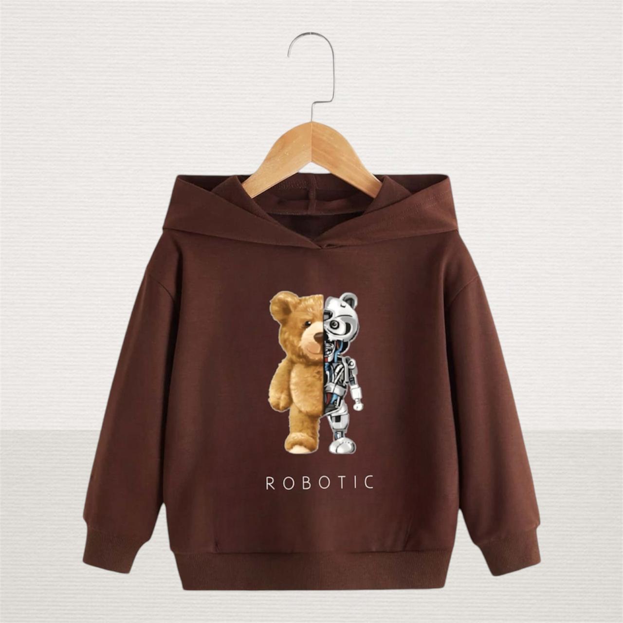 ROBOTIC BEAR BROWN FLEECE HOODIE