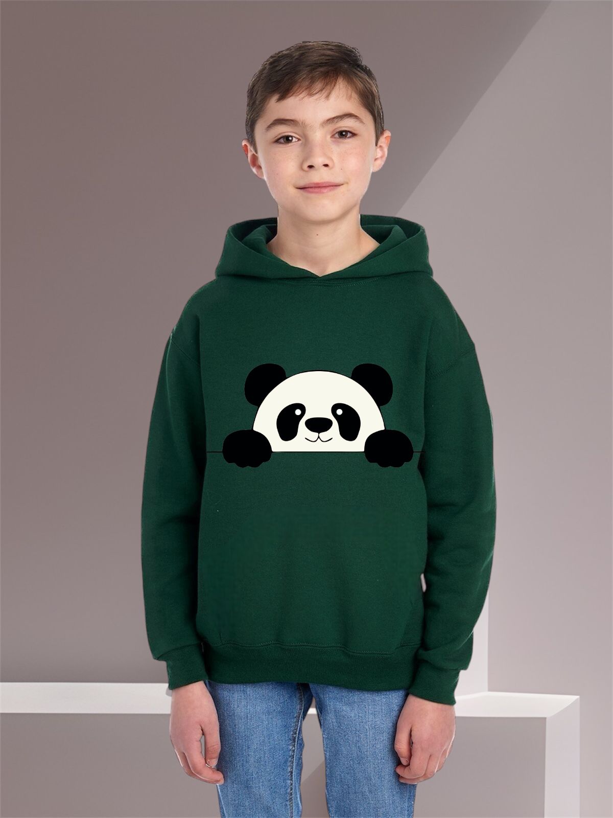 PANDA GREEN FLEECE HOODIE